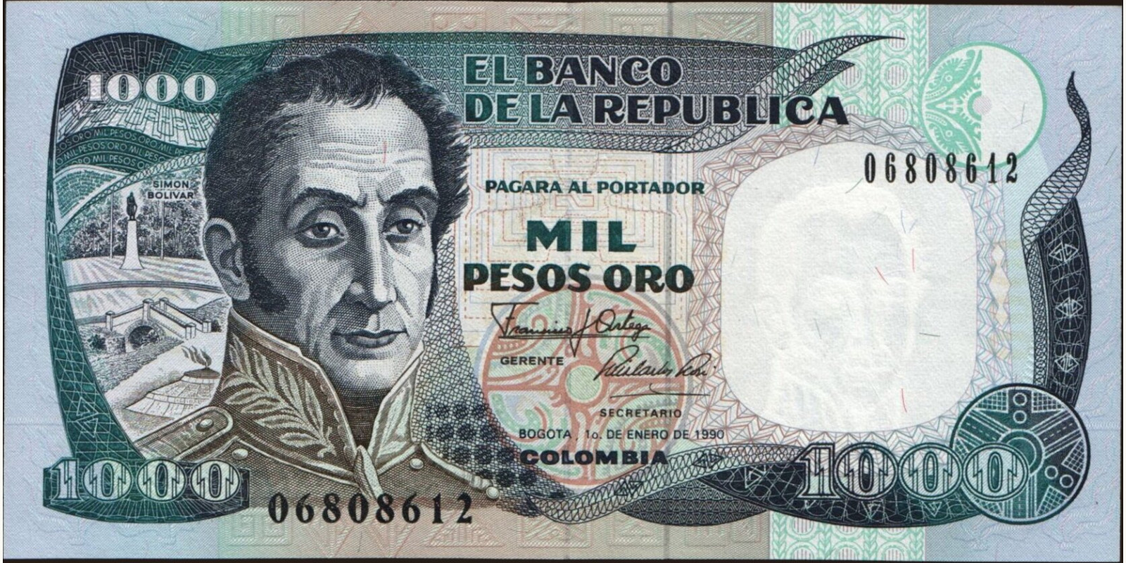 1000 pesos 1990