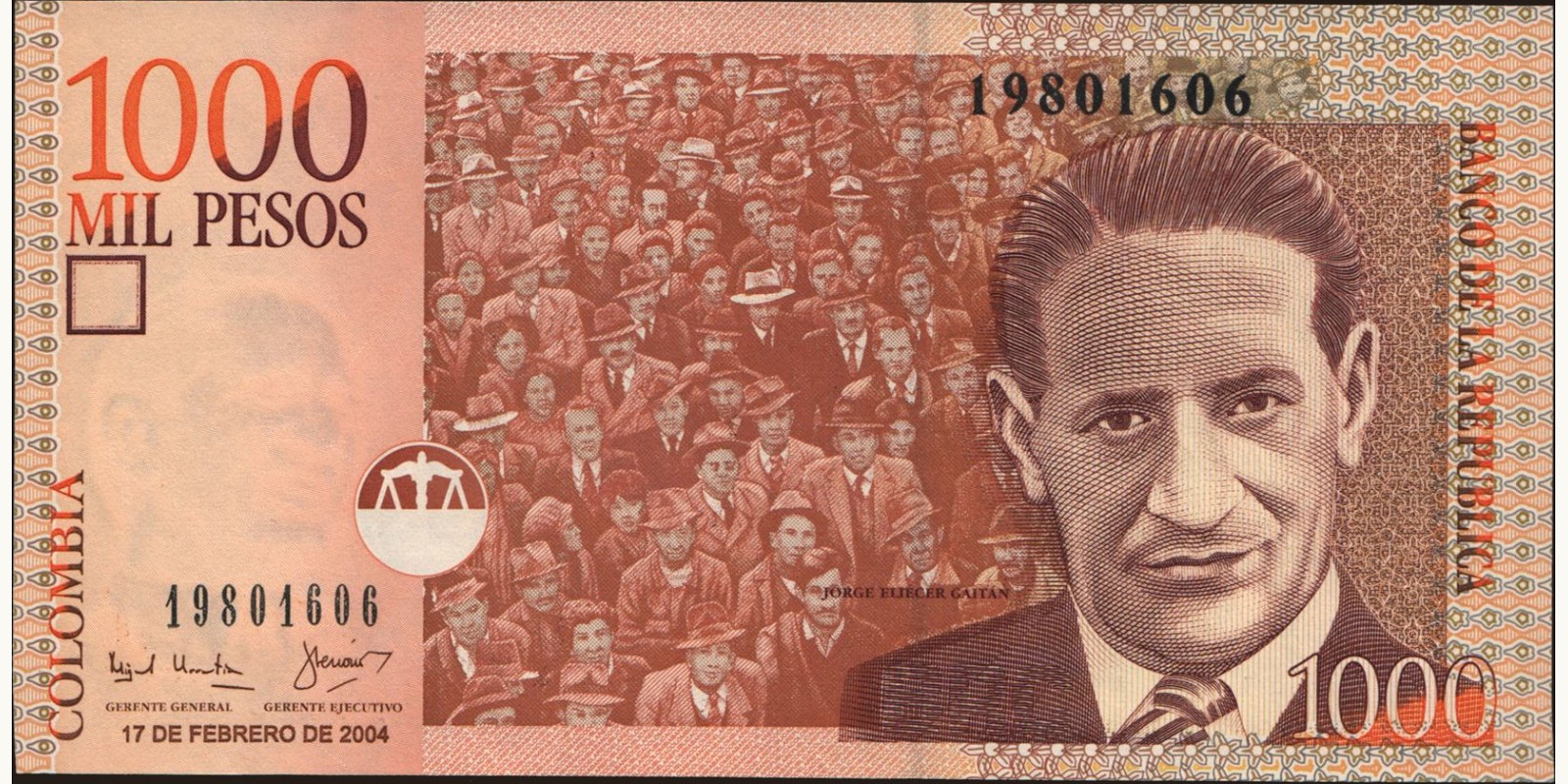 1000 pesos Колумбия 2006 — Лицевая сторона