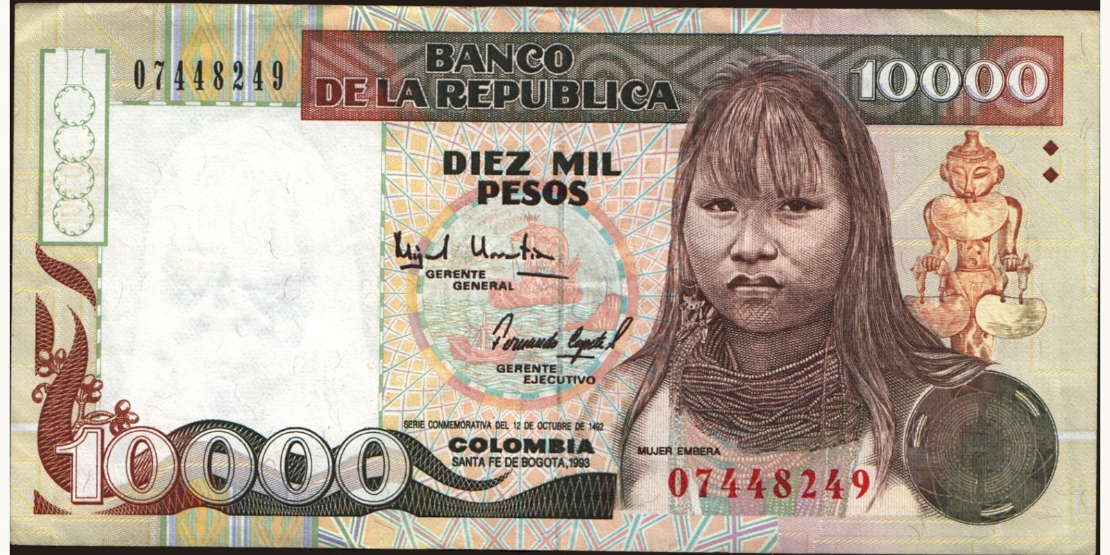 10000 pesos Colombia 1993 — Front side