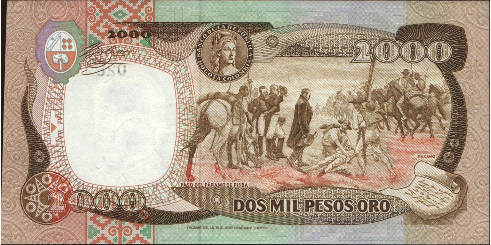 1983 pesos Колумбия 2000 — Оборотная сторона