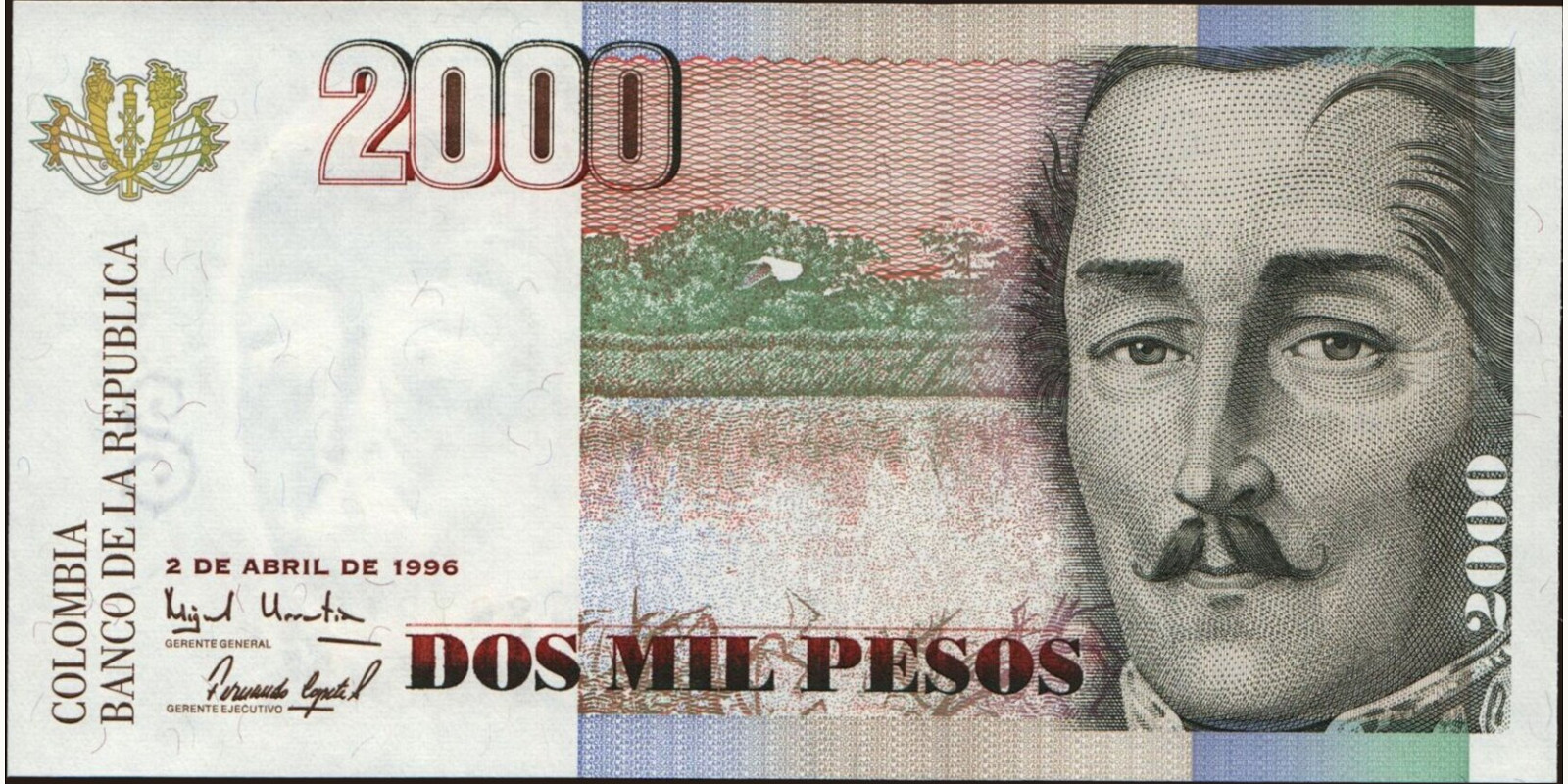 1996 pesos Колумбия 2000 — Лицевая сторона