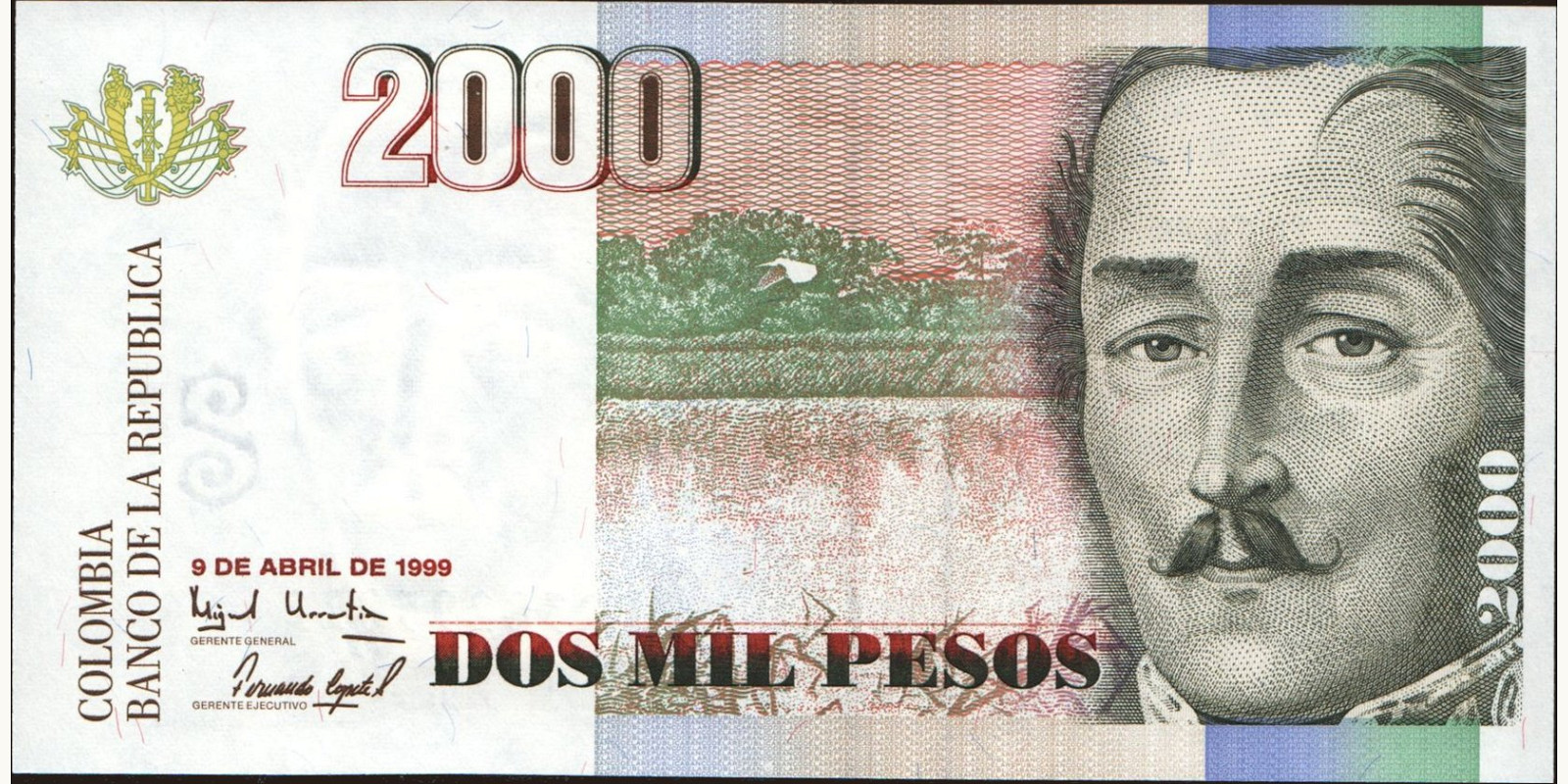1999 pesos Колумбия 2000 — Лицевая сторона
