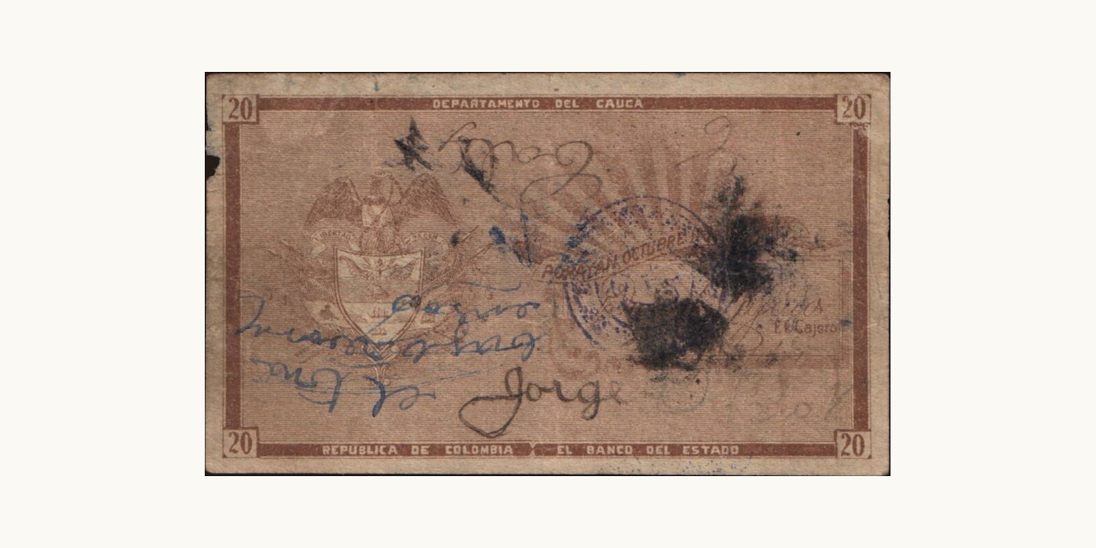 20 centavos Colombia 1900 — Back side