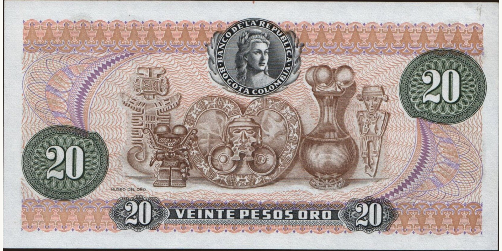20 pesos Колумбия 1981 — Оборотная сторона
