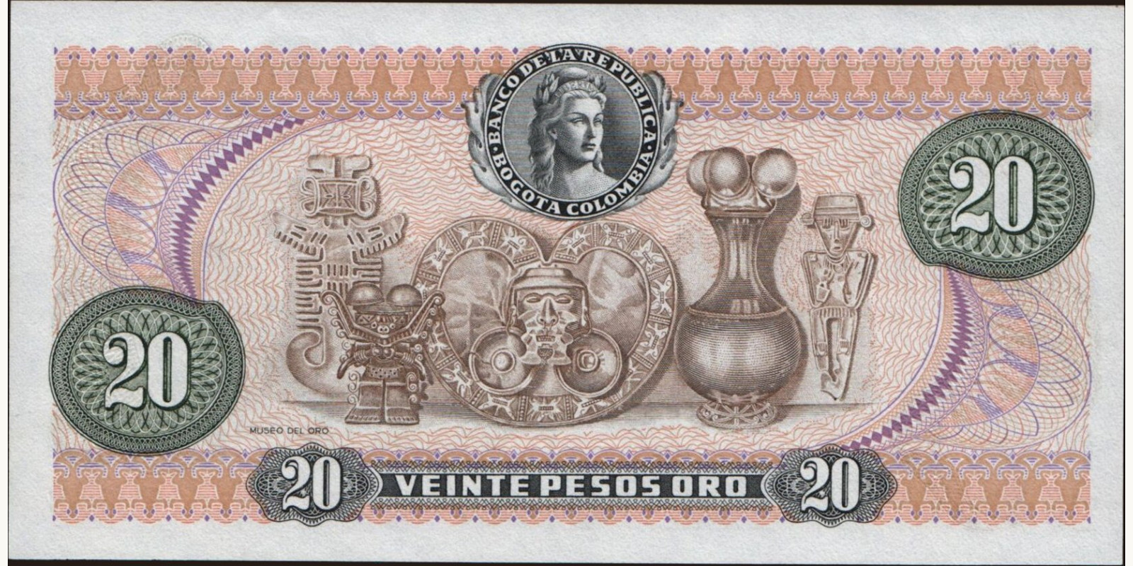 20 pesos Colombia 1982 — Back side