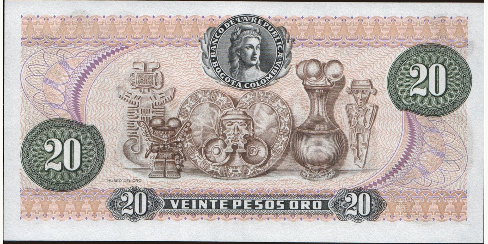 20 pesos Колумбия 1983 — Оборотная сторона
