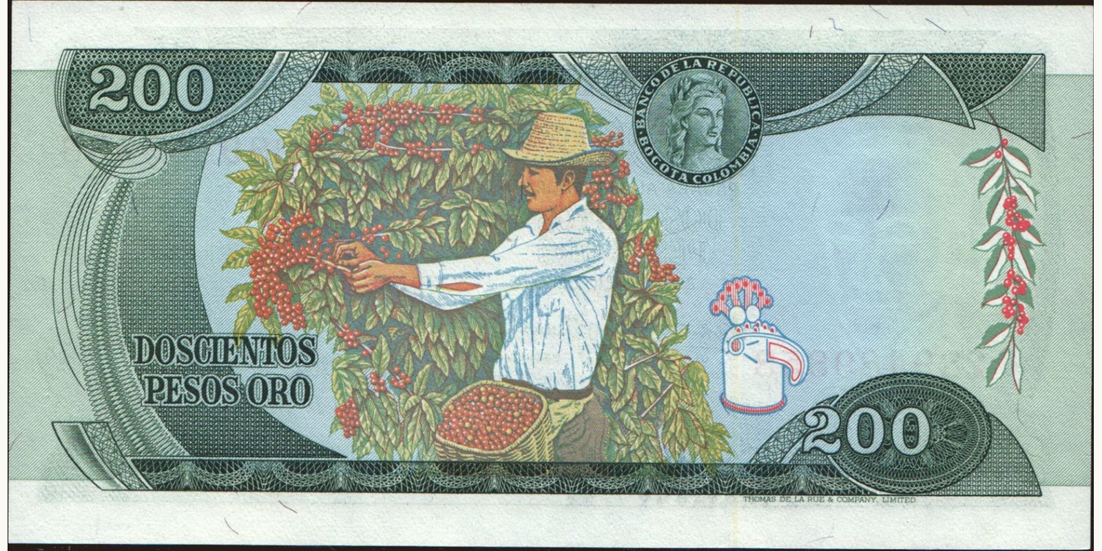 200 pesos Колумбия 1978 — Оборотная сторона