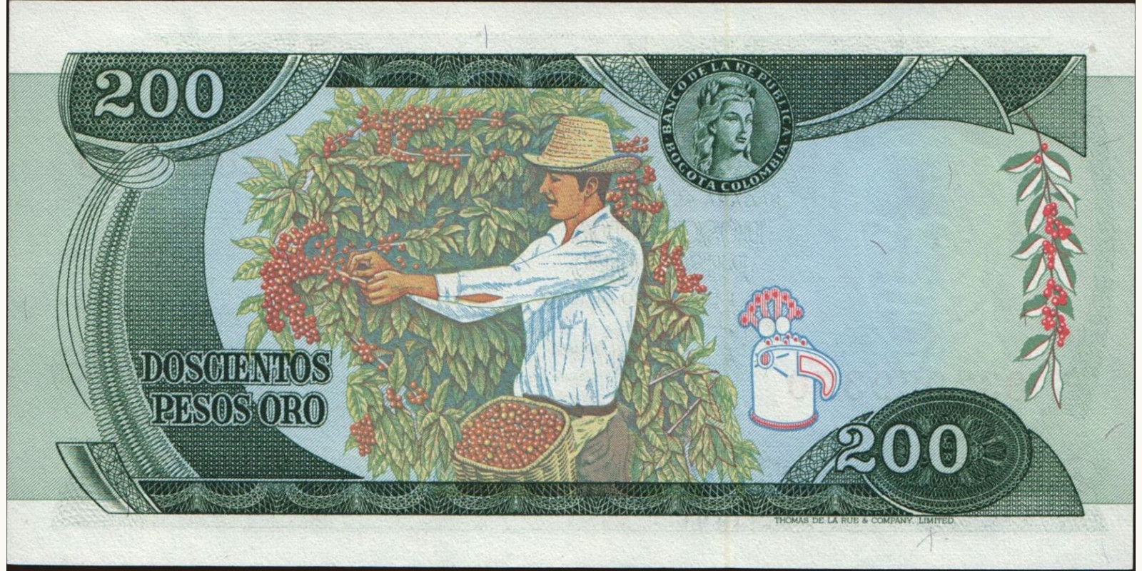 200 pesos Colombia 1979 — Back side