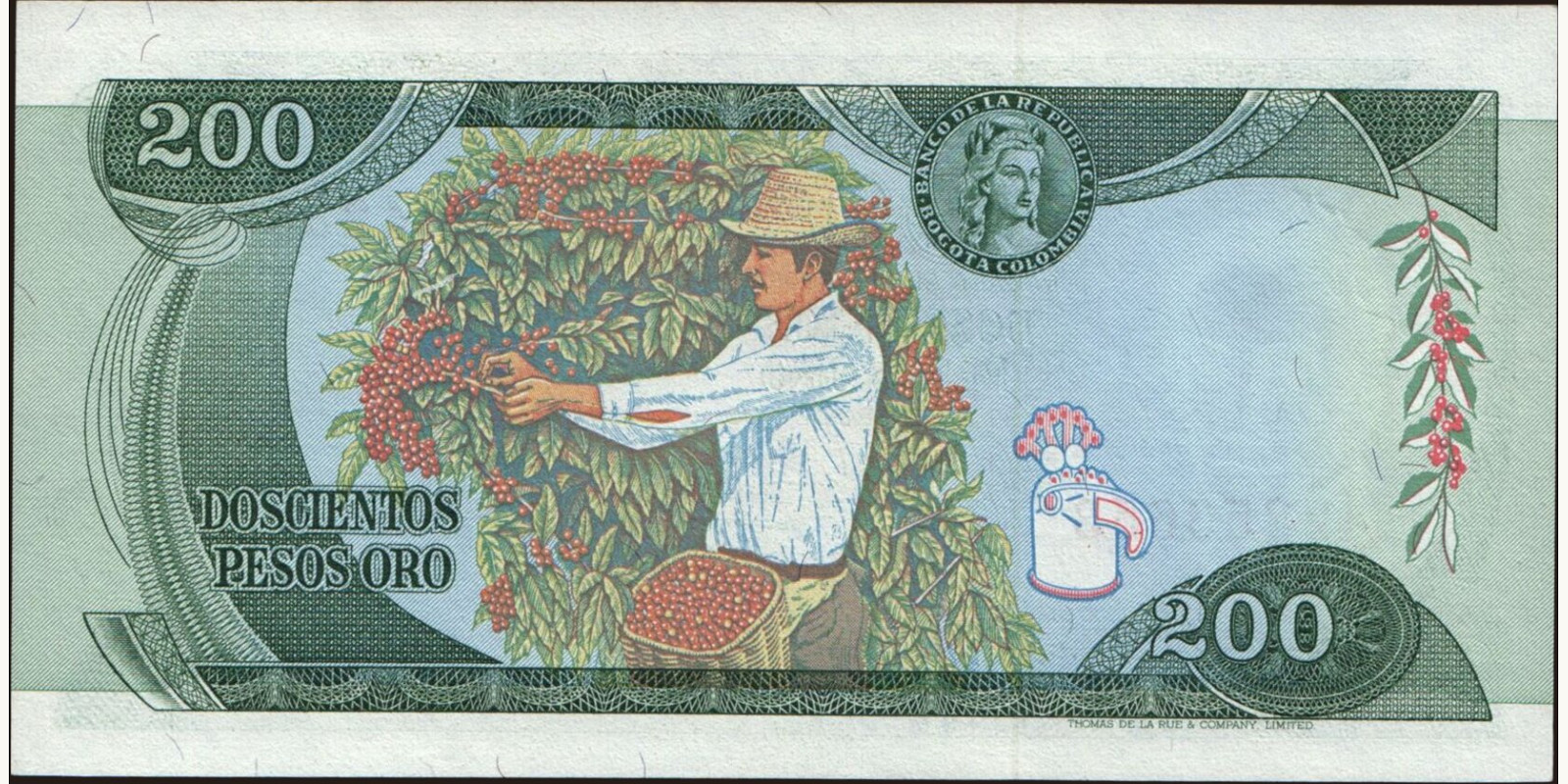 200 pesos Colombia 1980 — Back side