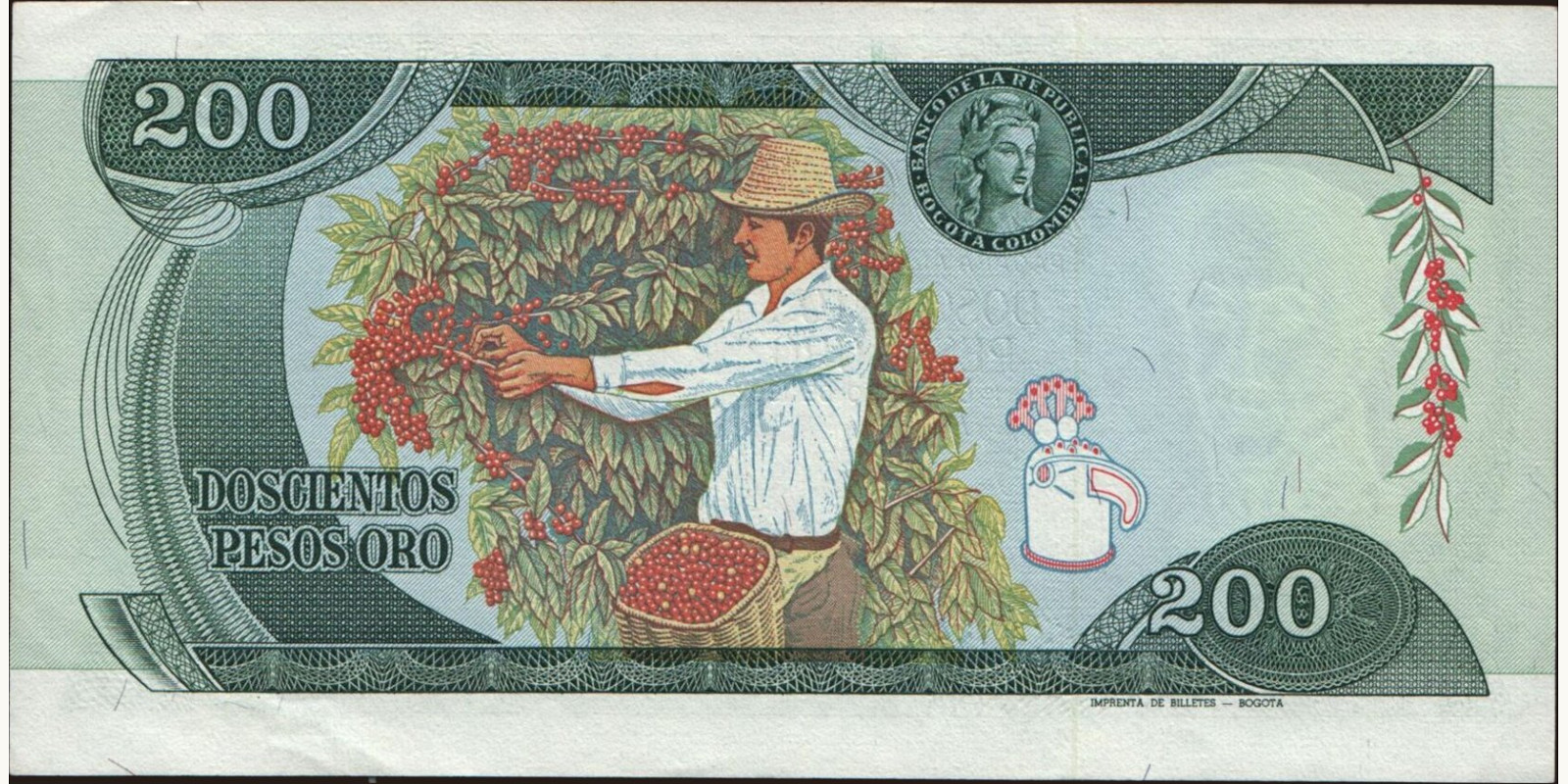 200 pesos Colombia 1982 — Back side