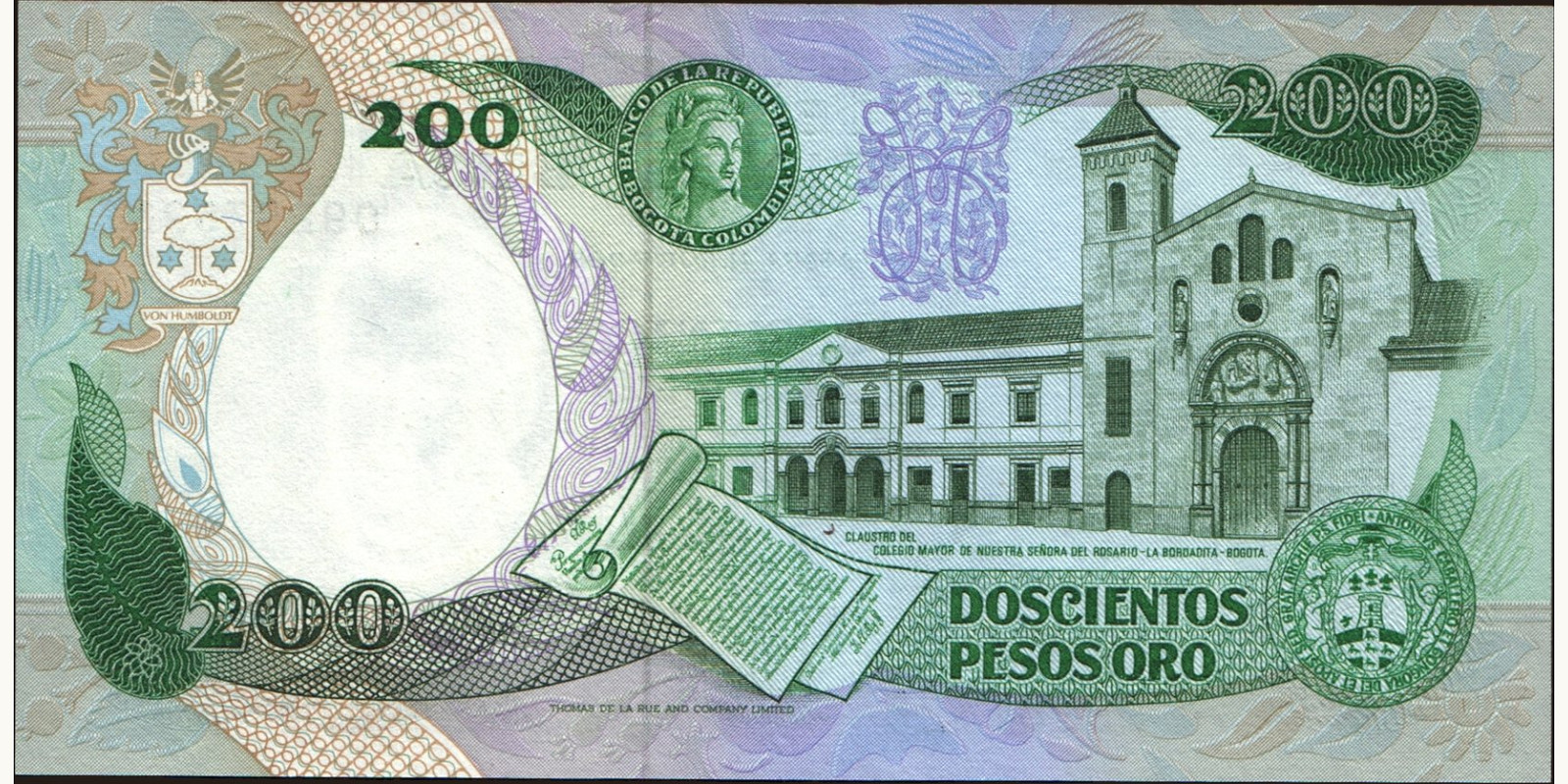 200 pesos Colombia 1983 — Back side