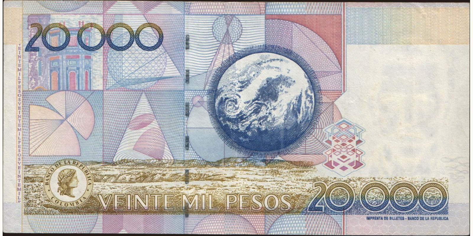 20000 pesos Колумбия 2004 — Оборотная сторона