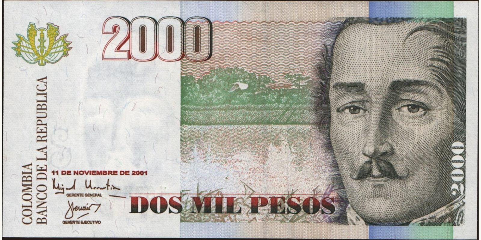 2001 pesos Колумбия 2000 — Лицевая сторона