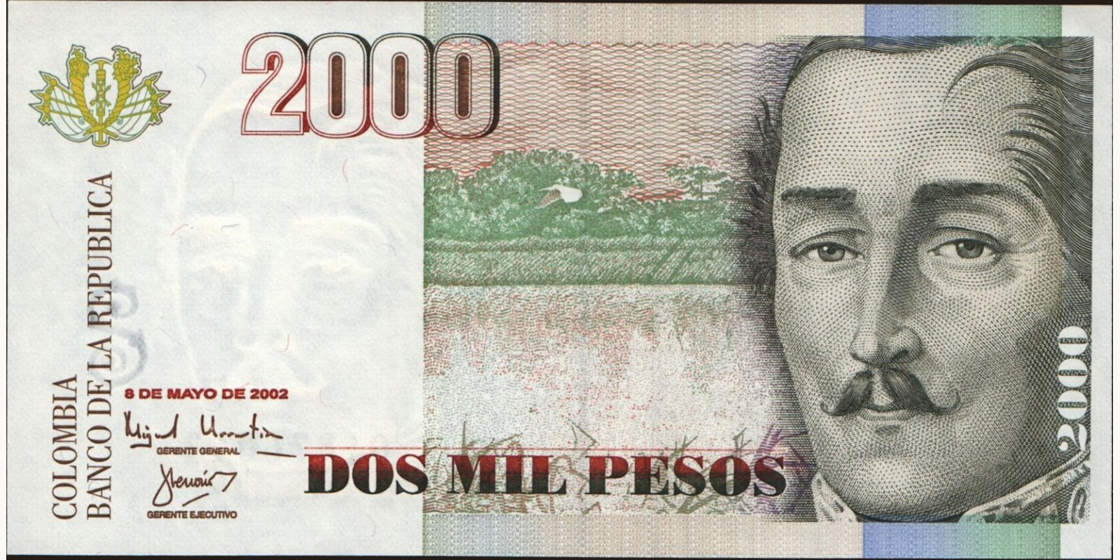 2002 pesos Колумбия 2000 — Лицевая сторона