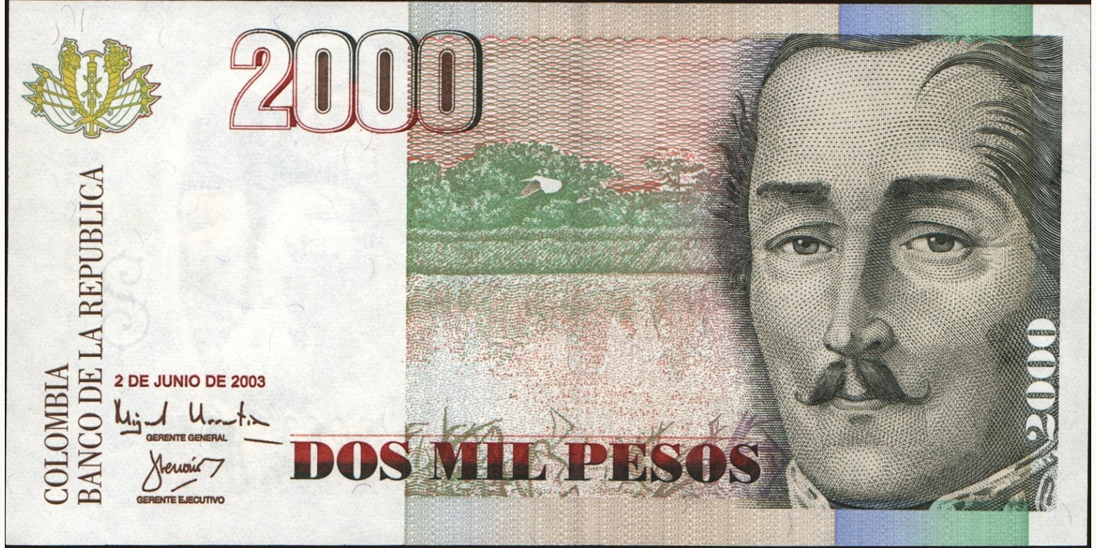2003 pesos Colombia 2000 — Front side