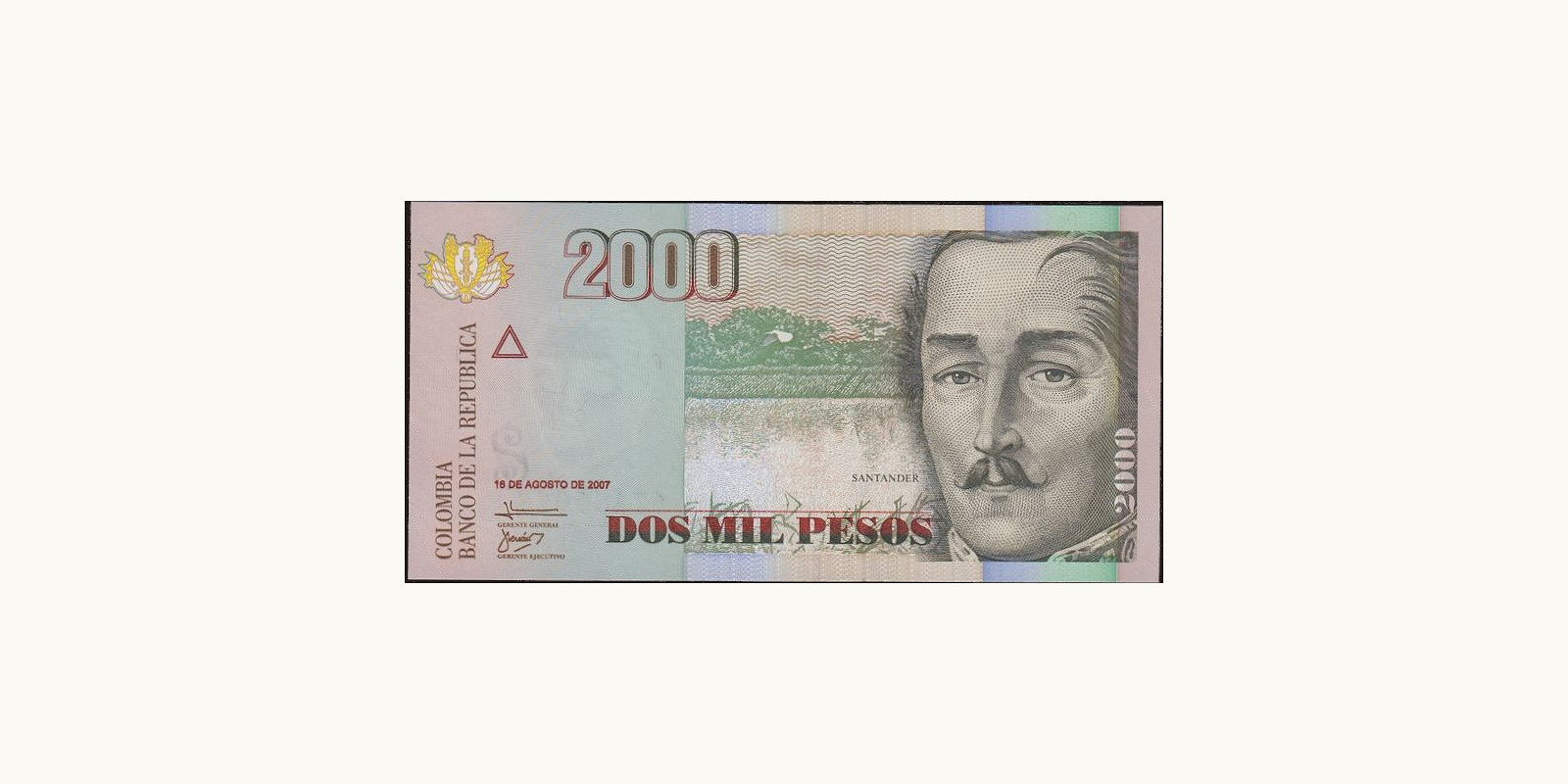 2007 pesos Колумбия 2000 — Лицевая сторона