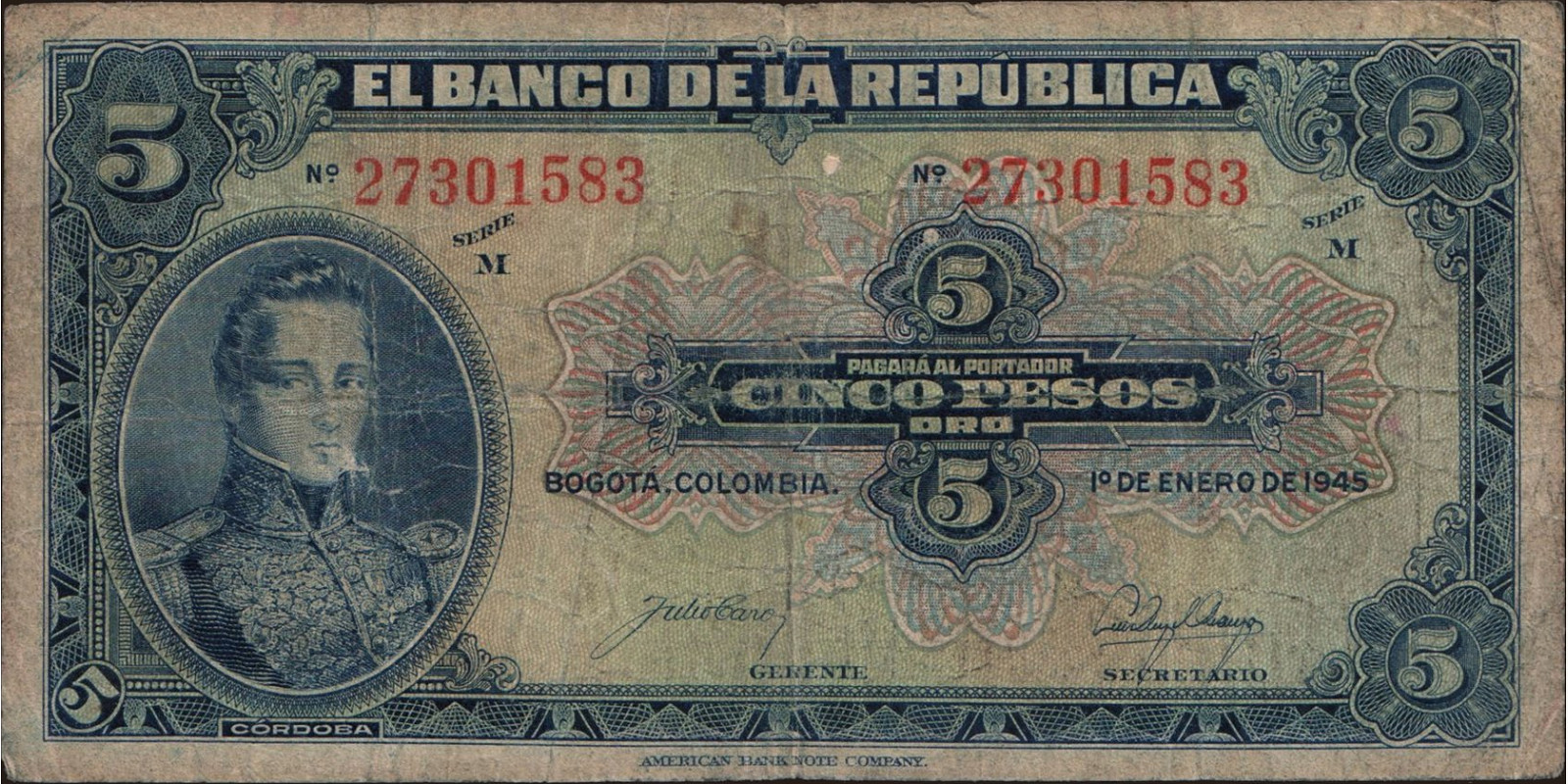 5 pesos 1945