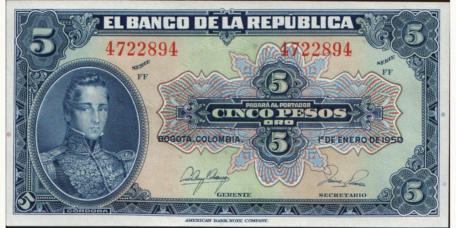 5 pesos 1950