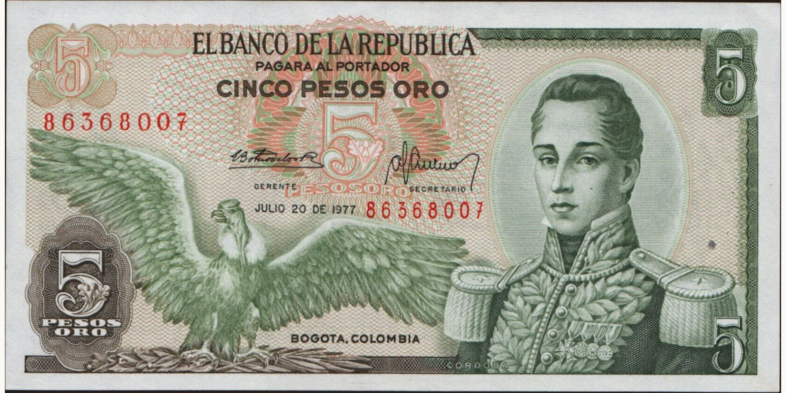 5 pesos 1977