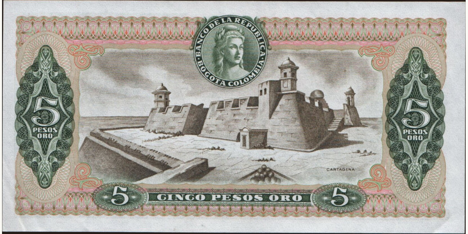 5 pesos Колумбия 1978 — Оборотная сторона