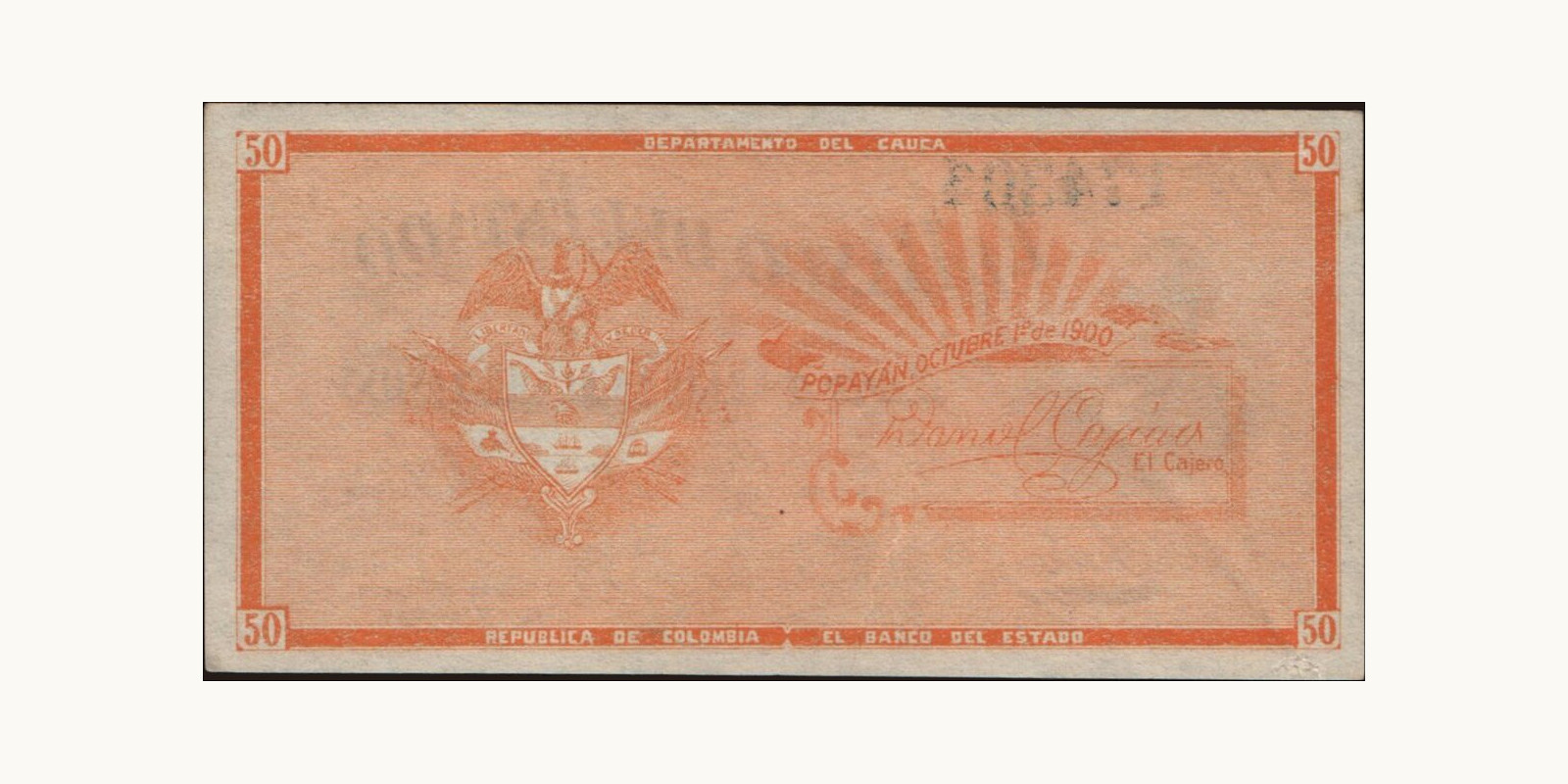 50 centavos Колумбия 1900 — Оборотная сторона