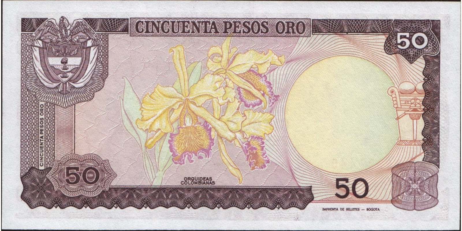 50 pesos Colombia 1984 — Back side