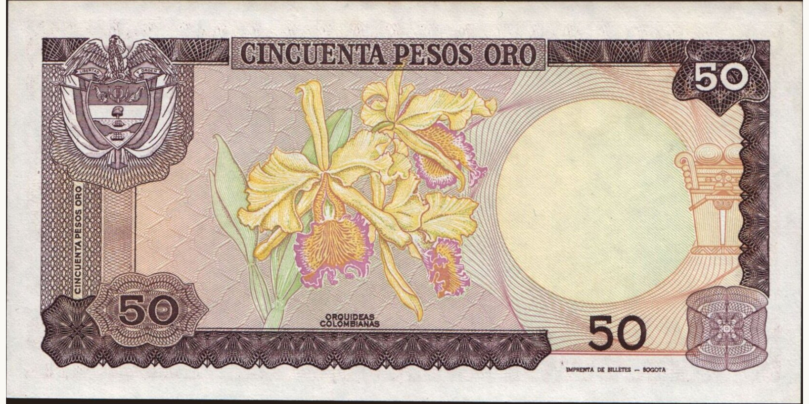 50 pesos Colombia 1985 — Back side