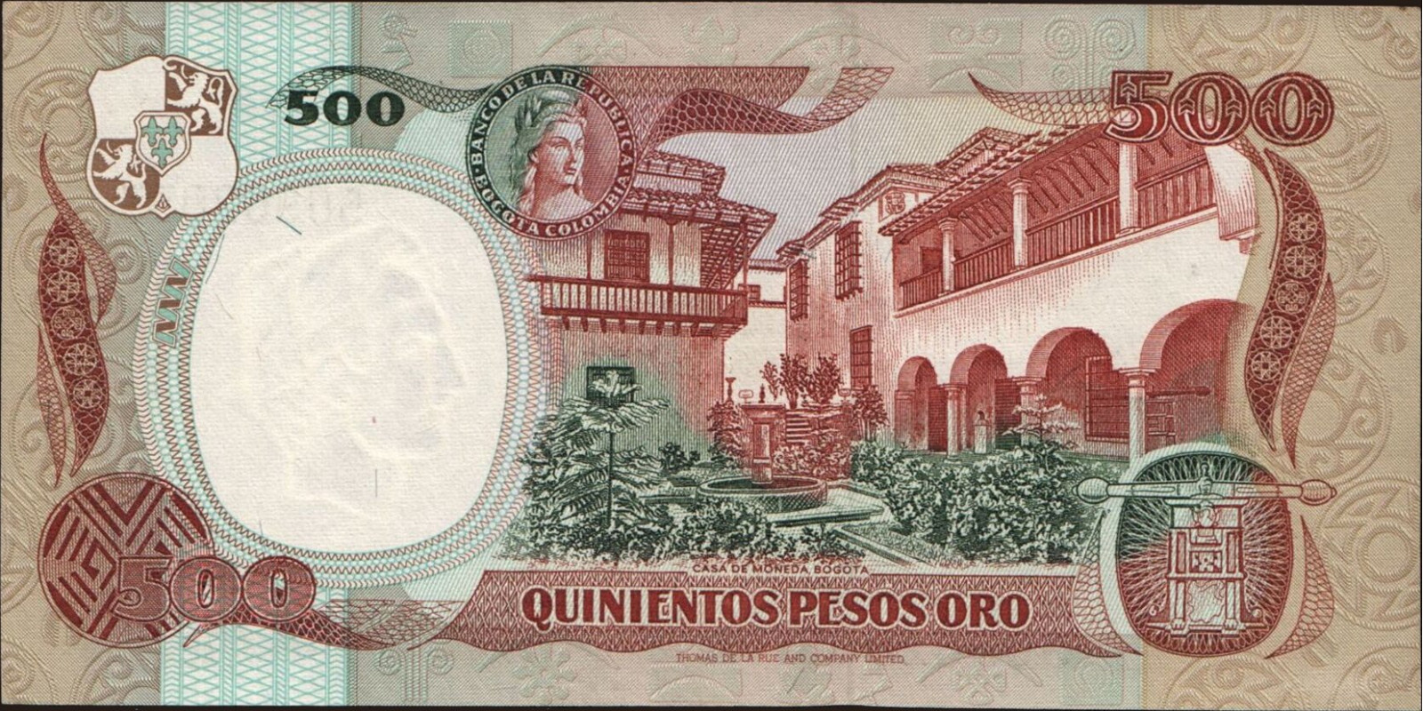 500 pesos Колумбия 1984 — Оборотная сторона