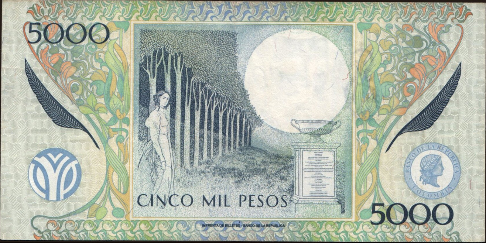 5000 pesos Колумбия 2014 — Оборотная сторона