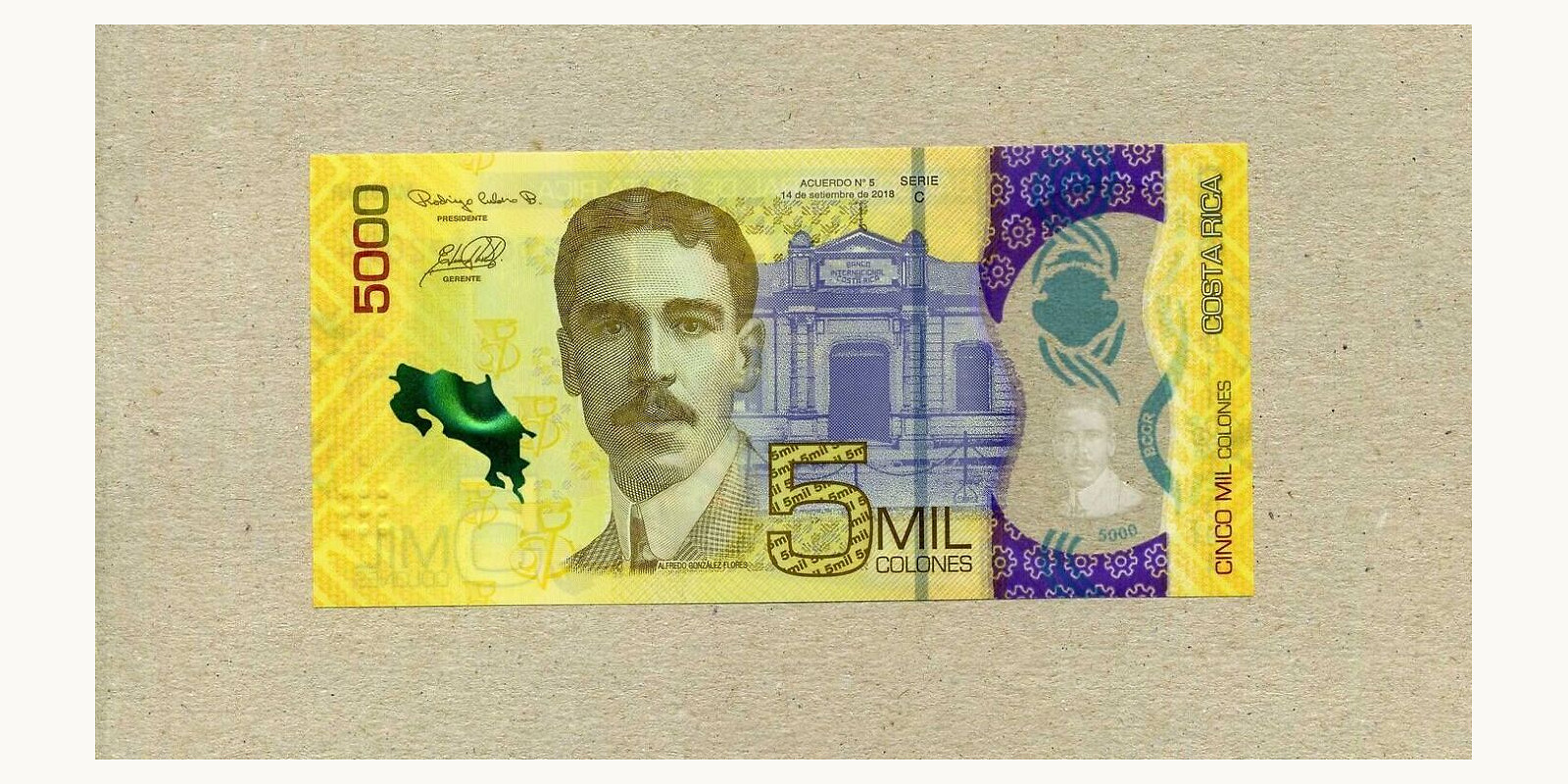 5000 colones Коста-Рика 2018 — Лицевая сторона