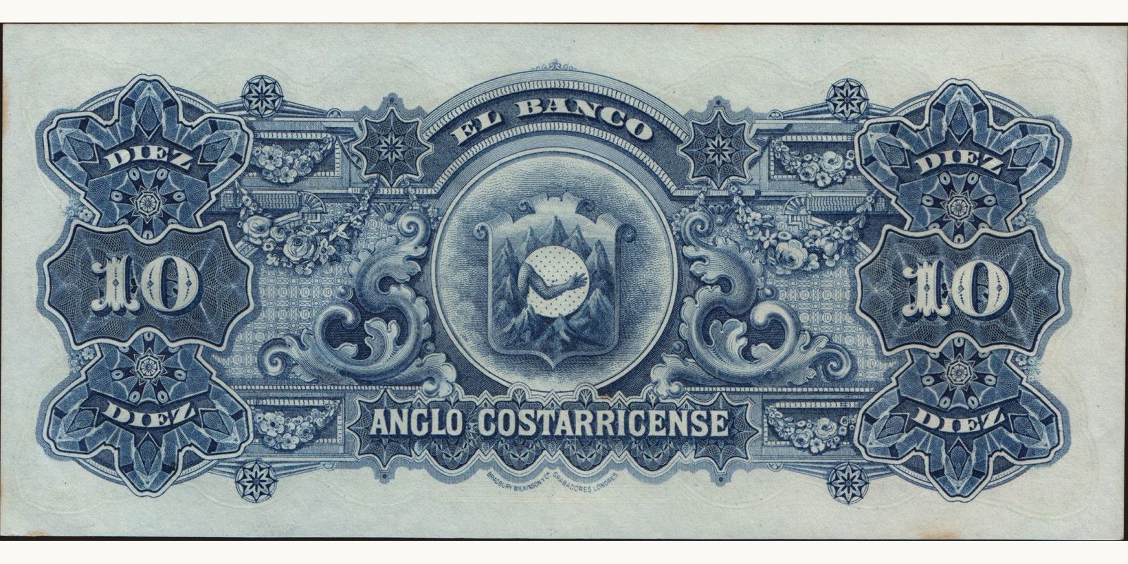 10 colones Коста-Рика 1917 — Оборотная сторона