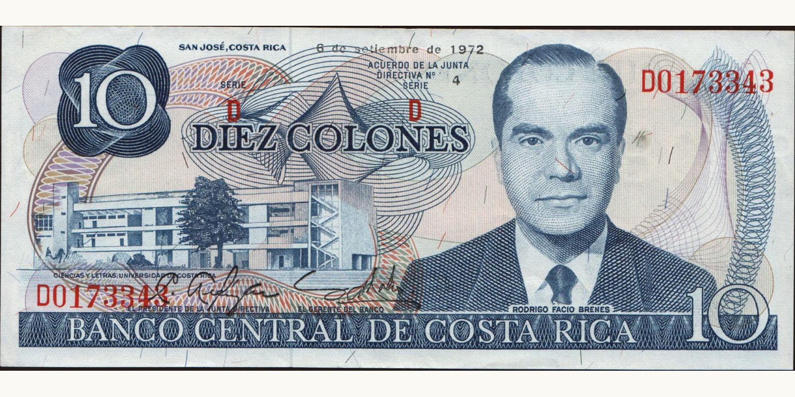 10 colones 1972