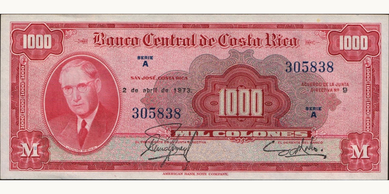 1000 colones 1973