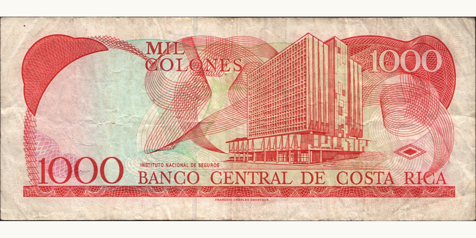 1000 colones Коста-Рика 1997 — Оборотная сторона
