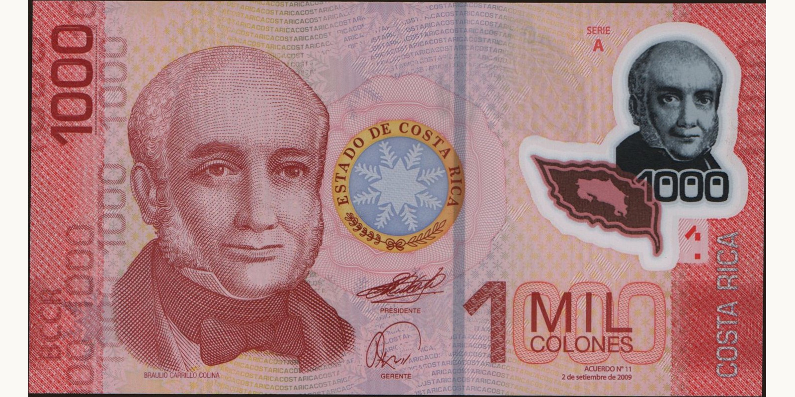 1000 colones Коста-Рика 2009 — Лицевая сторона