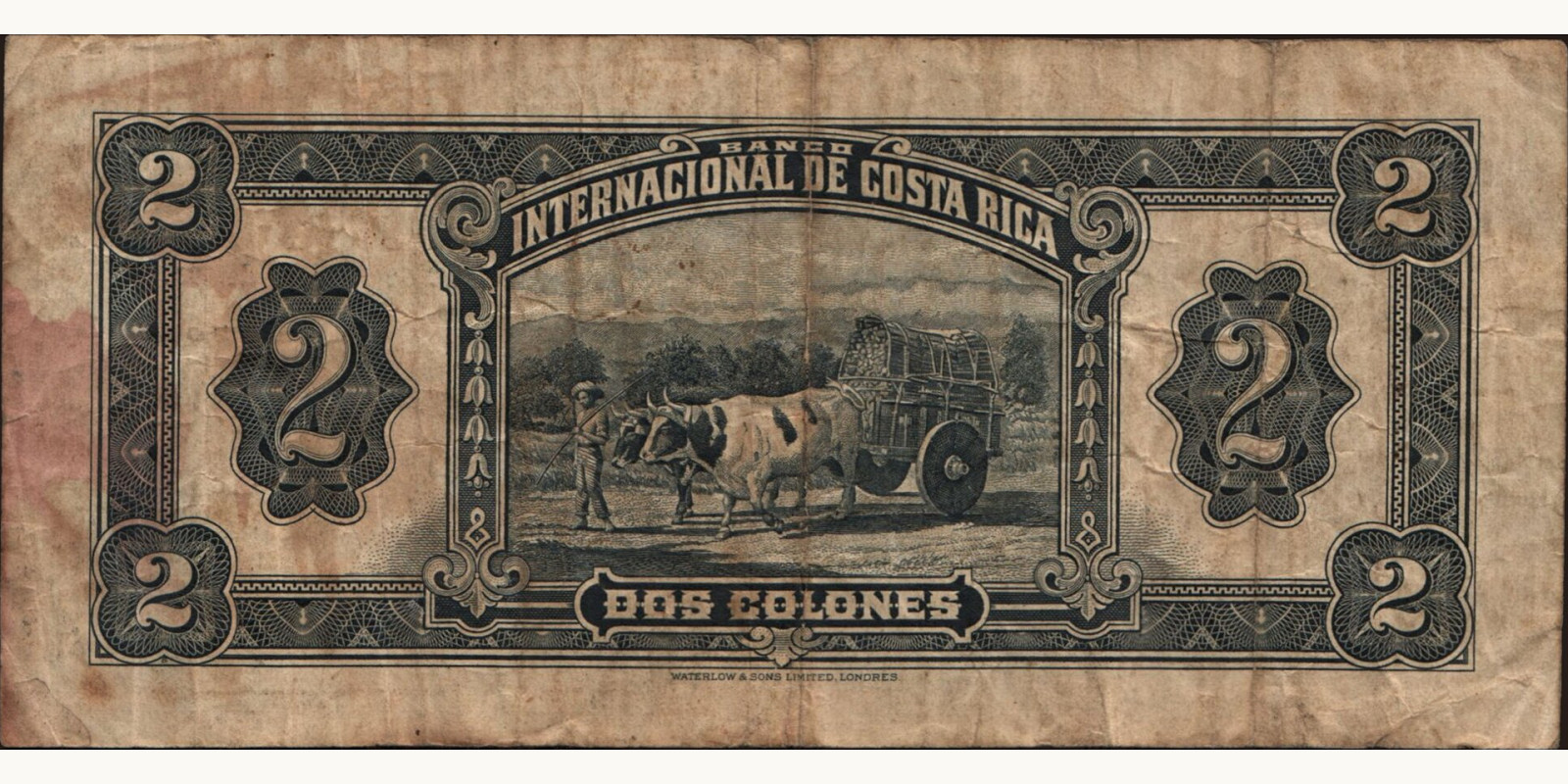 2 colones Коста-Рика 1934 — Оборотная сторона