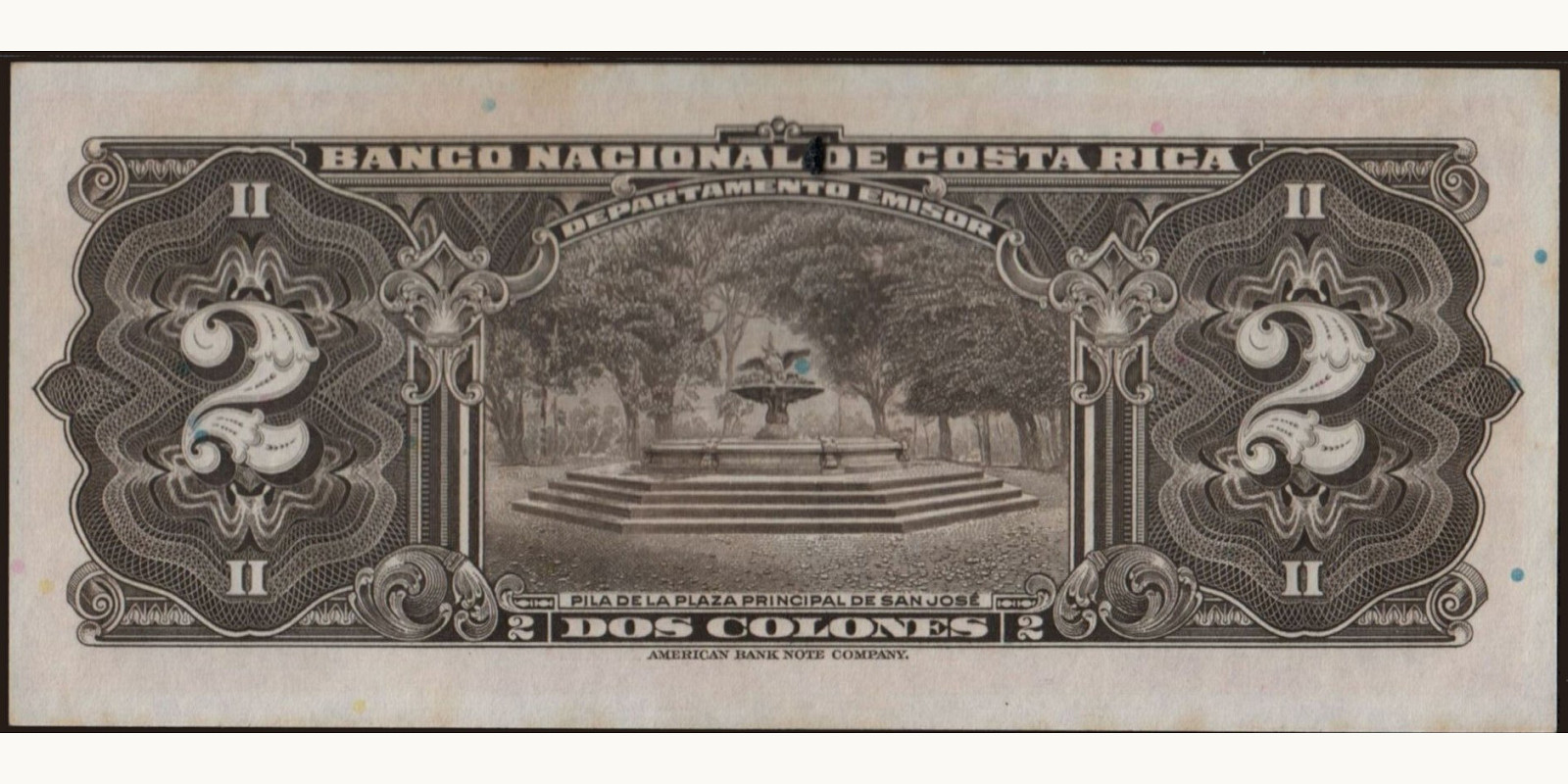 2 colones Коста-Рика 1949 — Оборотная сторона