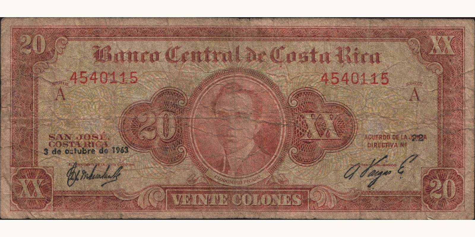 20 colones 1963