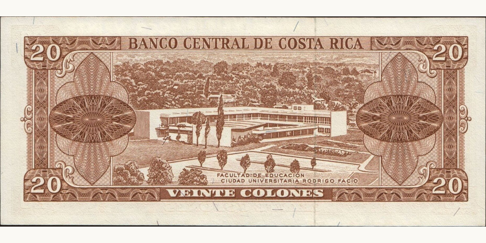 20 colones Коста-Рика 1965 — Оборотная сторона