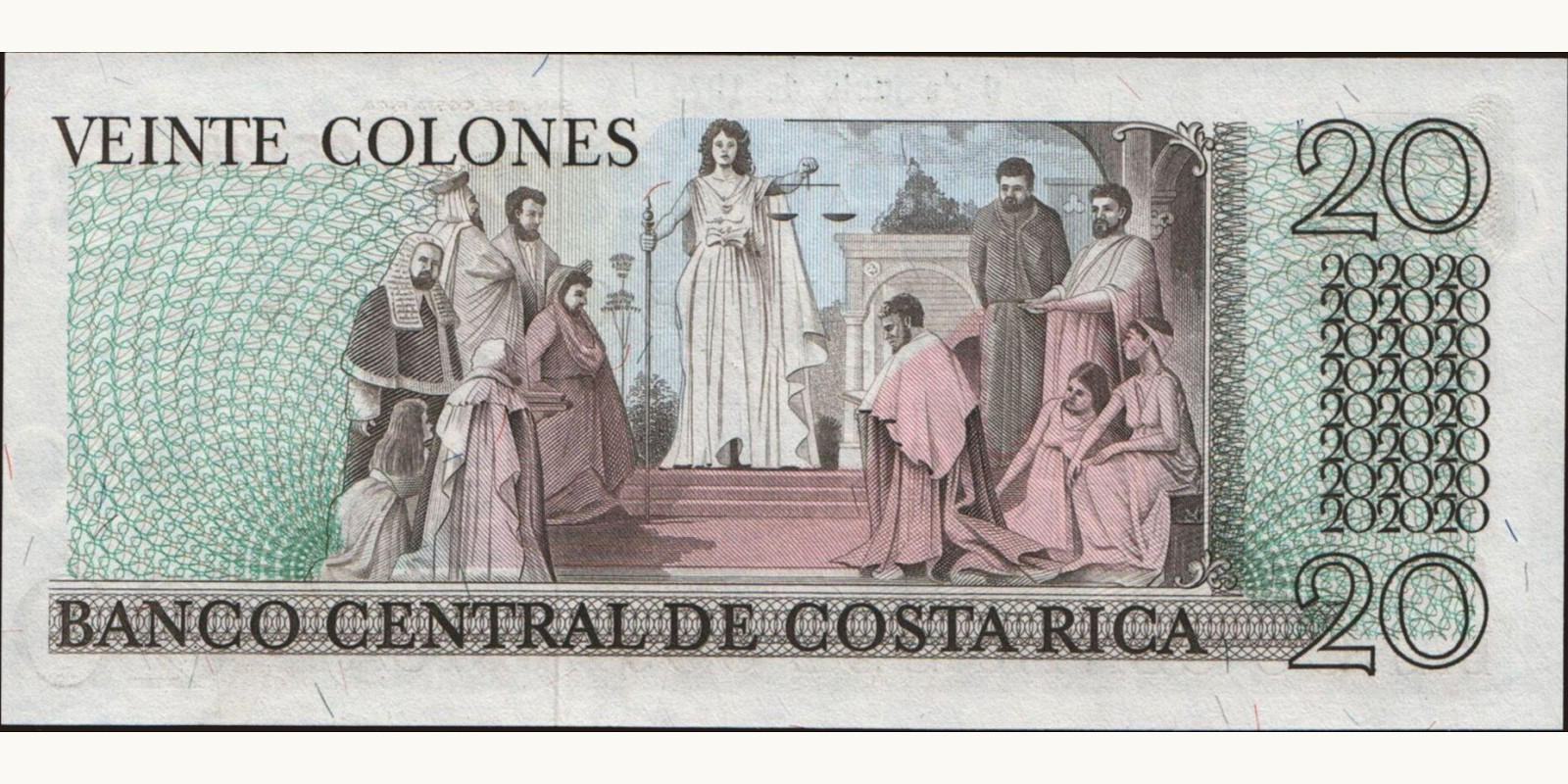20 colones Costa Rica 1975 — Back side