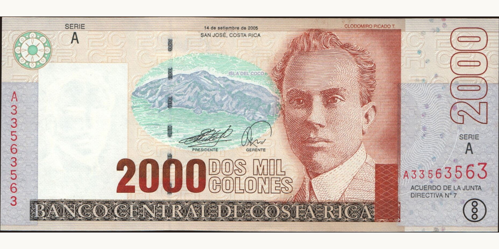 2005 colones Коста-Рика 2000 — Лицевая сторона