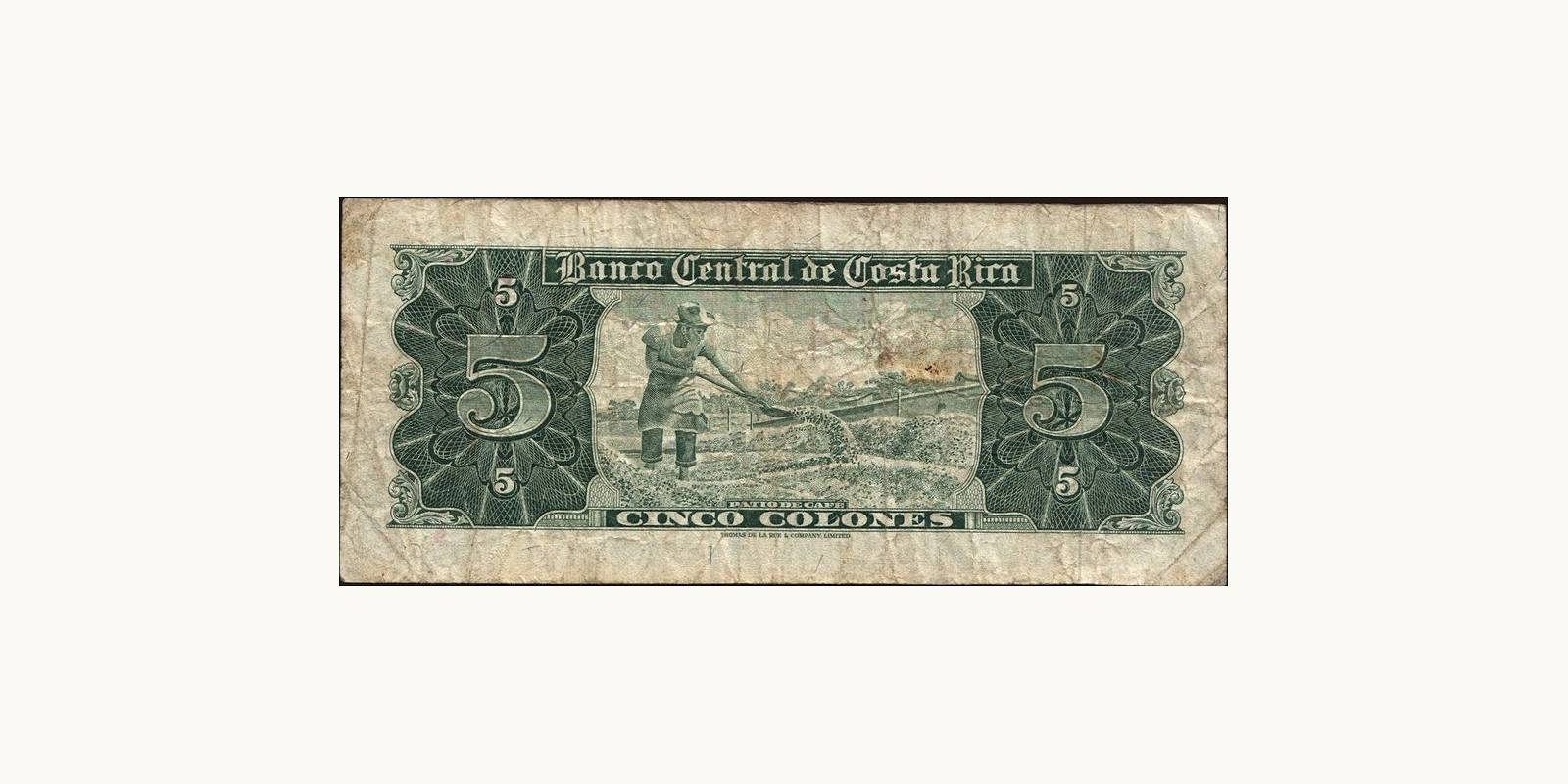 5 colones Коста-Рика 1965 — Оборотная сторона