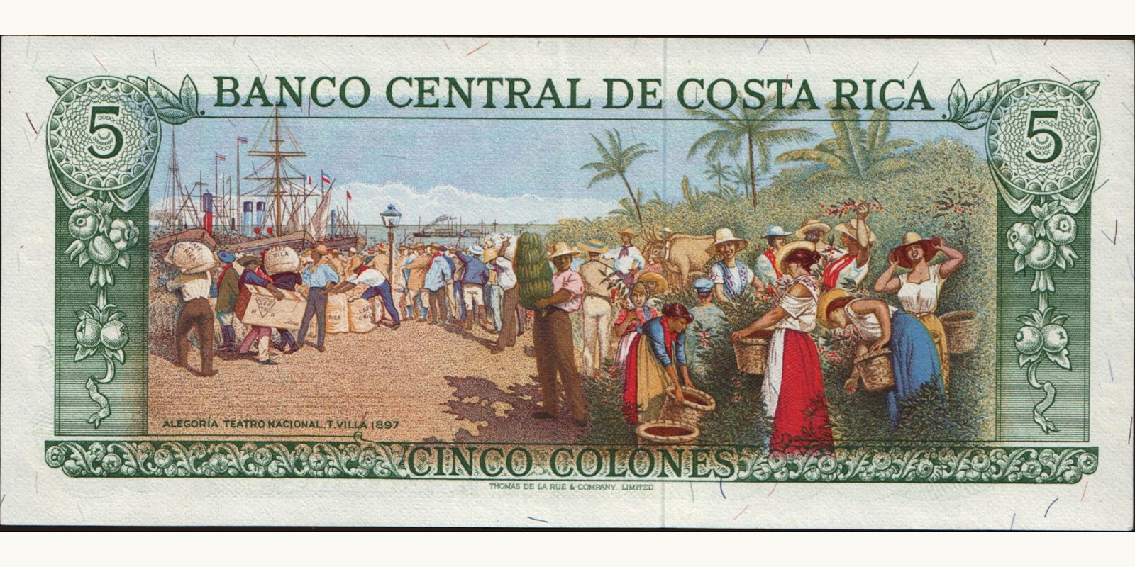 5 colones Коста-Рика 1972 — Оборотная сторона