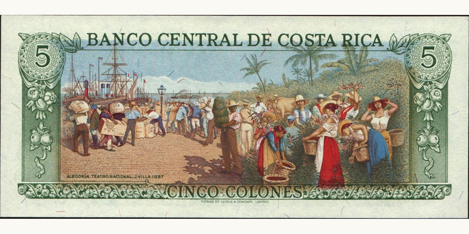 5 colones Коста-Рика 1985 — Оборотная сторона