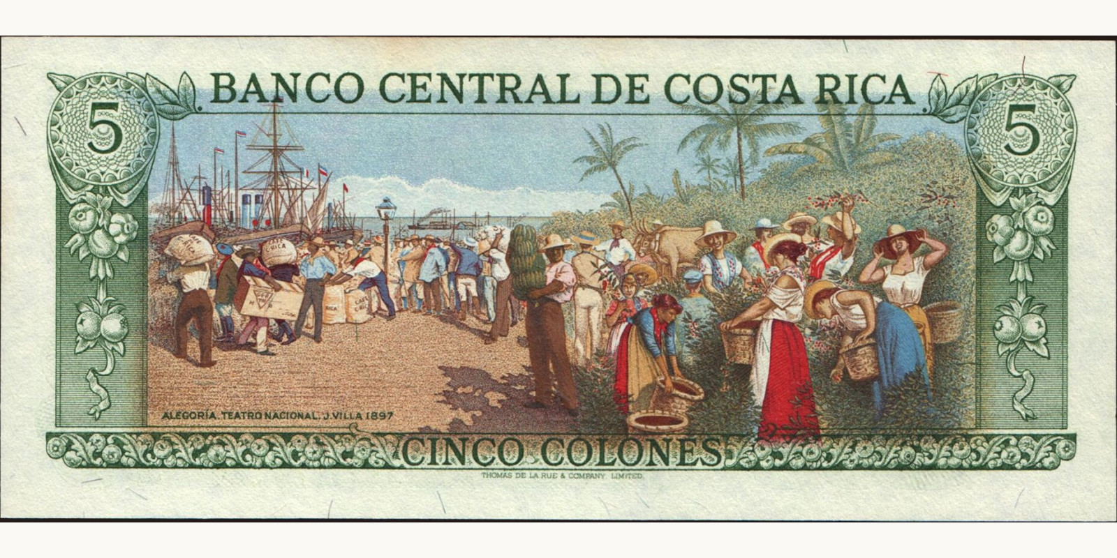 5 colones Costa Rica 1986 — Back side