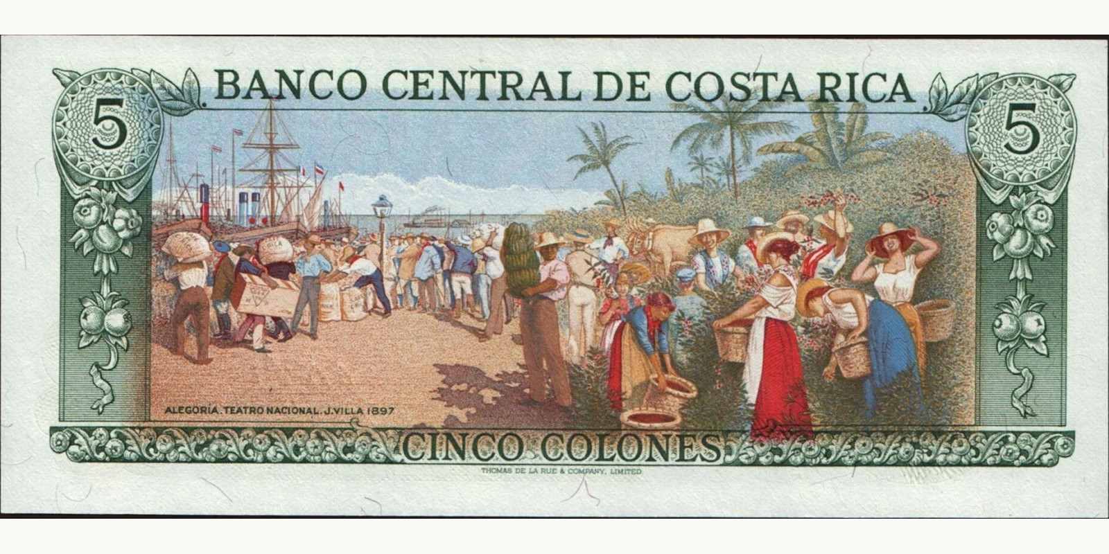 5 colones Коста-Рика 1992 — Оборотная сторона