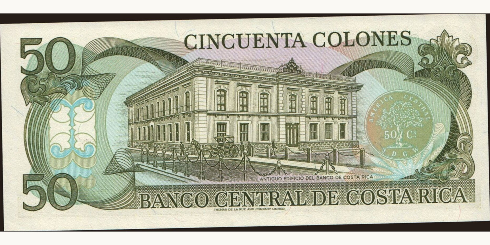 50 colones Коста-Рика 1993 — Оборотная сторона