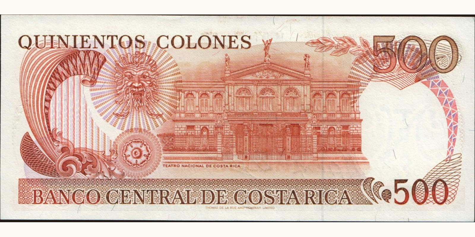 500 colones Costa Rica 1989 — Back side