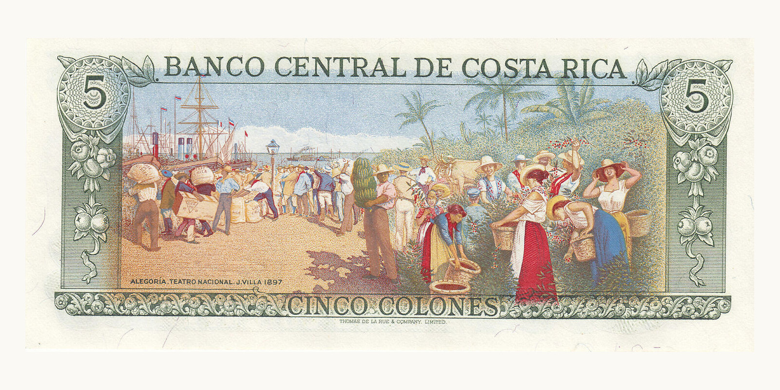 5 colones Коста-Рика 1989 — Оборотная сторона