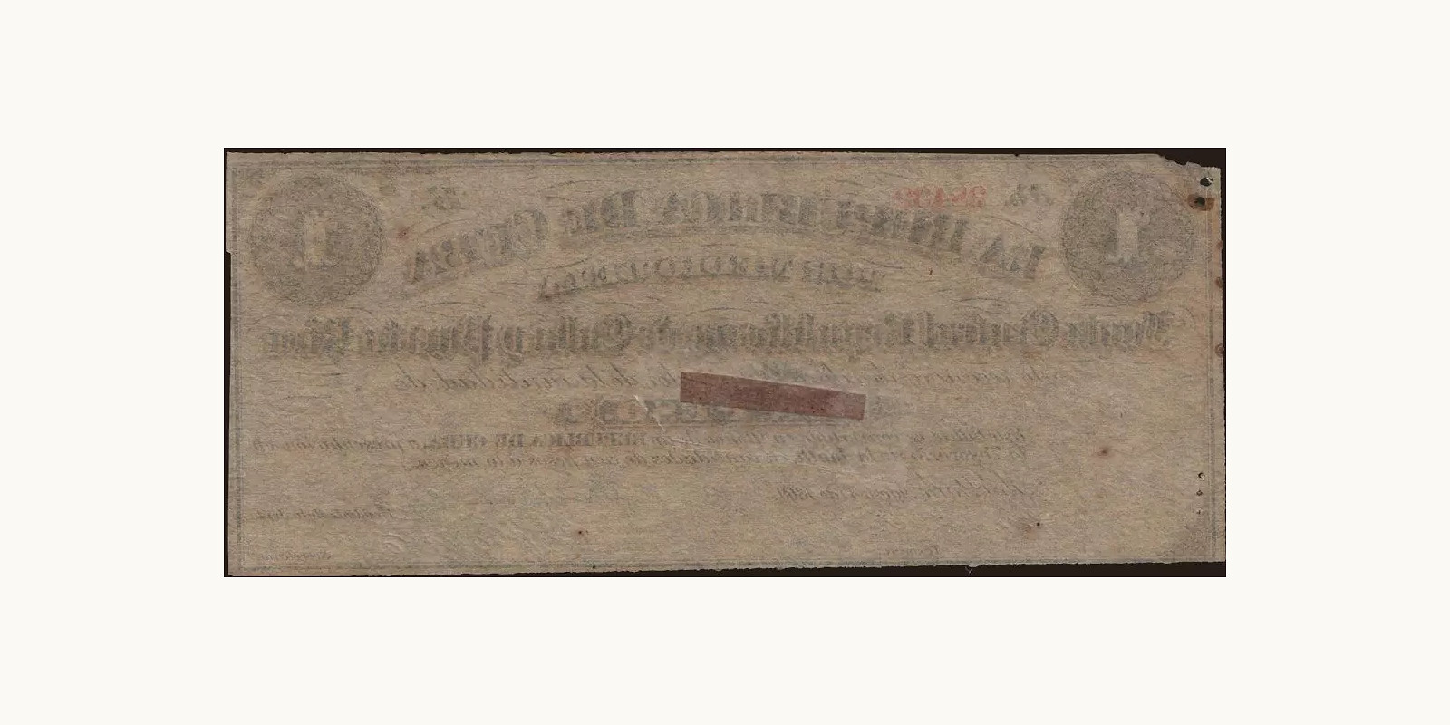 1 pesos Cuba 1869 — Back side